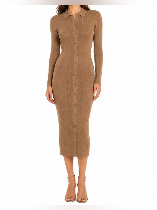 rag & bone Dresses & Skirts - rag & bone Pacey Collared Rib Knit Sweater Midi Dress Khaki XS